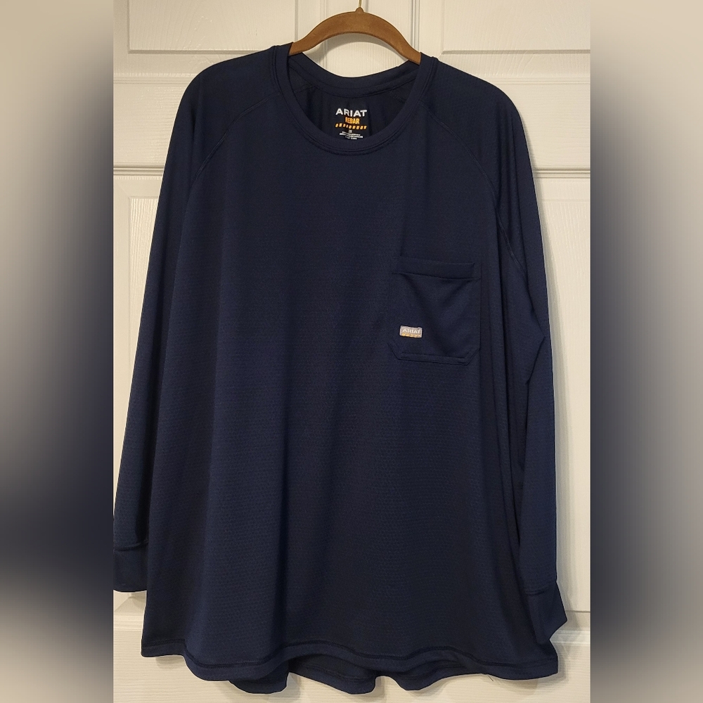 Ariat Rebar Heatfighter Blue Long Sleeve Crewneck T-Shirt Size XXL